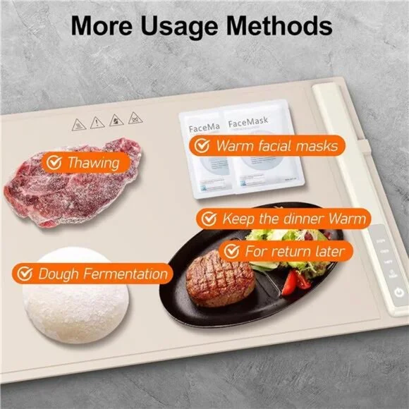 Electric Warming Tray with Adjustable Temperature, Warming Tray Silicone,